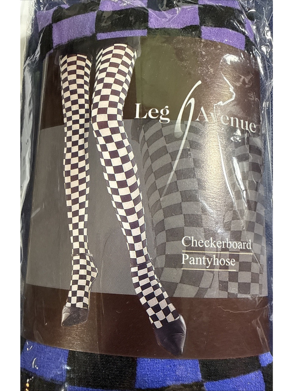 Vintage Leg Avenue Blue Purple and Black Pantyhose NIP Style 7127 OS